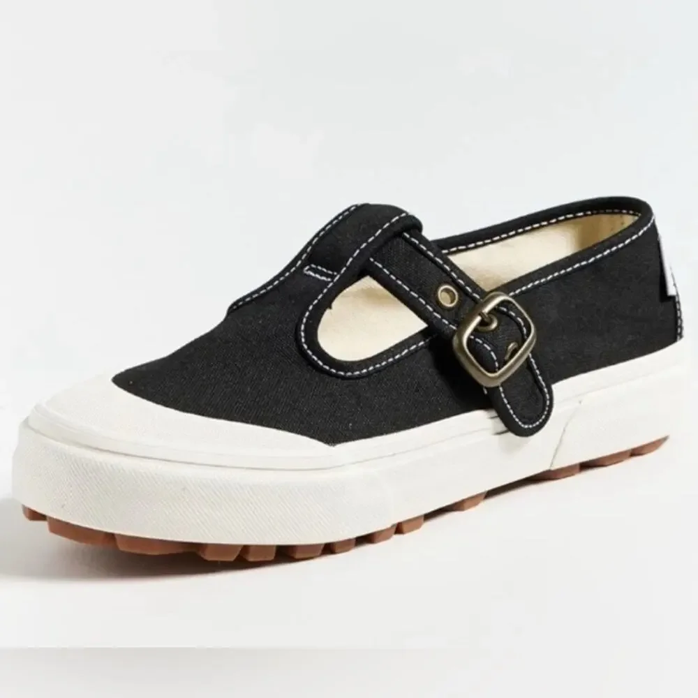 NEW VANS STYLE 93 BLACK CANVAS WHITE RUBBER MARY JANE SNEAKERS BUCKLE SZ 9.5 - Picture 5 of 13